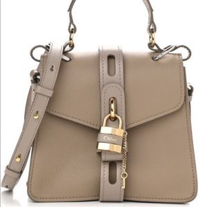 Chloe Aby shiny leather bag motty grey medium size